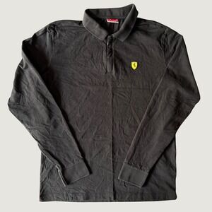 Scuderia Ferrari Men's Black Polo Shirt – Size L – Cotton‎ Blend
